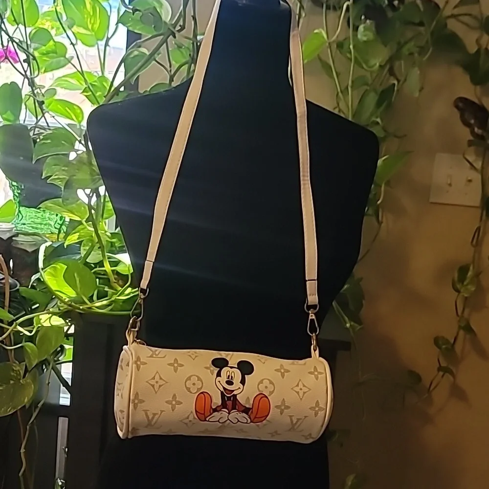 White Mickey Mouse Cylinder Crossbody Bag